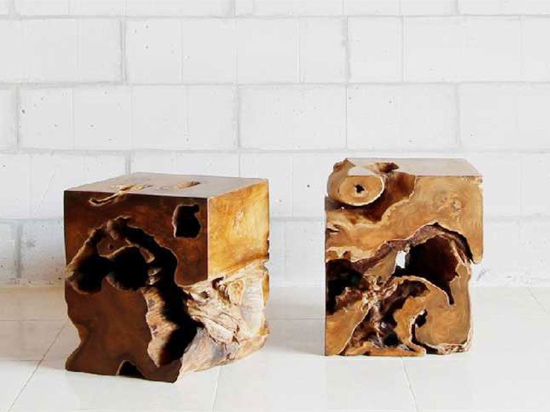 Wholesale Naga Reclaimed Teak Root Square Stool