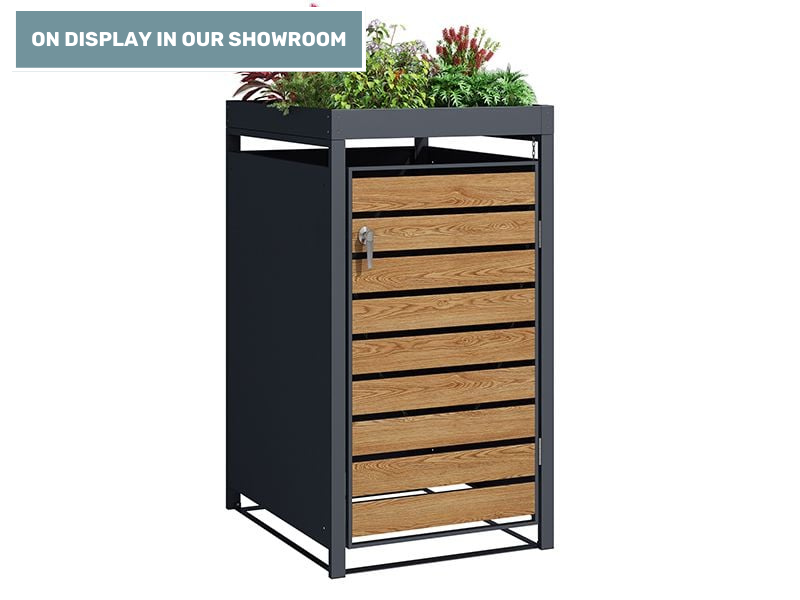 Galvanized Steel Wheelie Bin Cover With Planters | Single