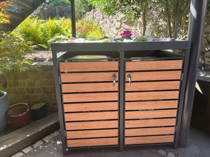 Wholesale Galvanized Steel Wheelie Bin Cover With Planters | Double