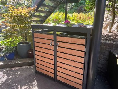 Wholesale Galvanized Steel Wheelie Bin Cover With Planters | Double