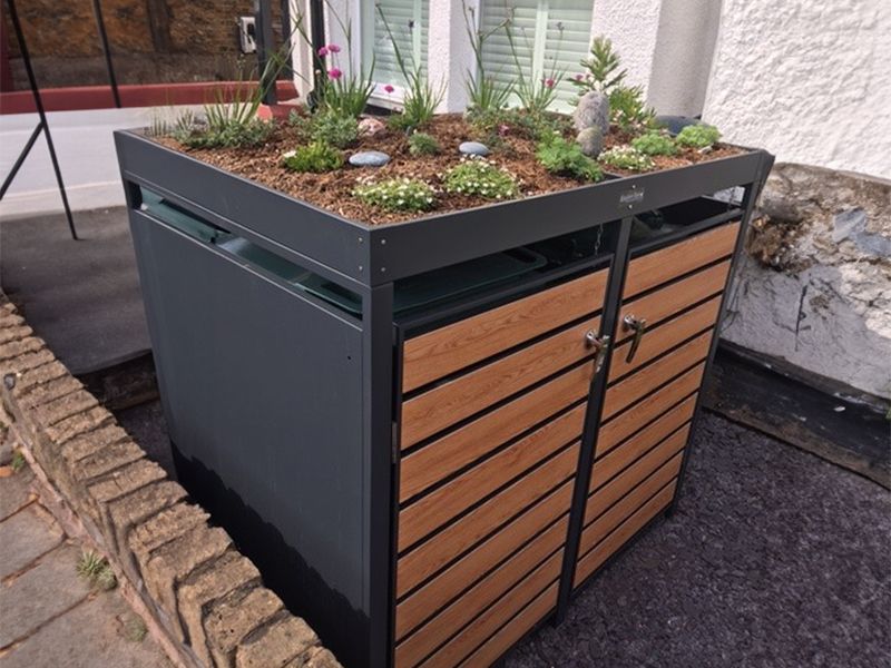 Wholesale Galvanized Steel Wheelie Bin Cover With Planters | Double
