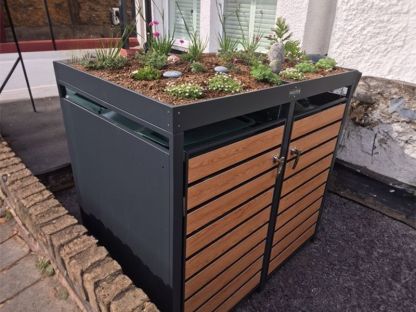 Wholesale Galvanized Steel Wheelie Bin Cover With Planters | Double