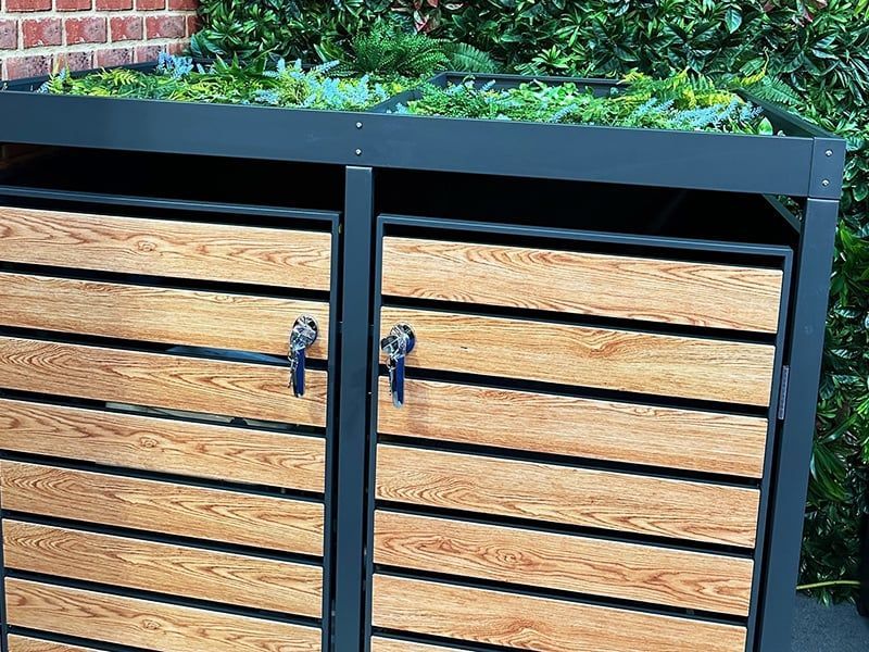 Galvanized Steel Wheelie Bin Cover With Planters | Single