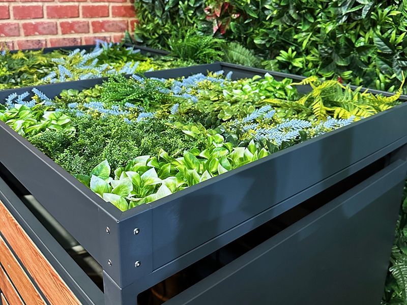 Galvanized Steel Wheelie Bin Cover With Planters | Single