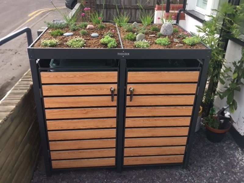 Wholesale Galvanized Steel Wheelie Bin Cover With Planters | Double