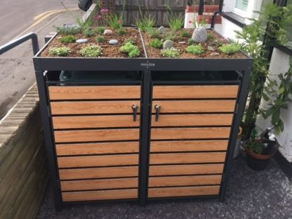Wholesale Galvanized Steel Wheelie Bin Cover With Planters | Double