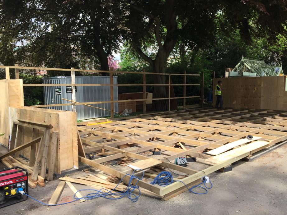 Trade Stand flooring is complete and level