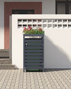 Wholesale Anthracite Galvanized Steel Wheelie Bin Cover with Planter | Single