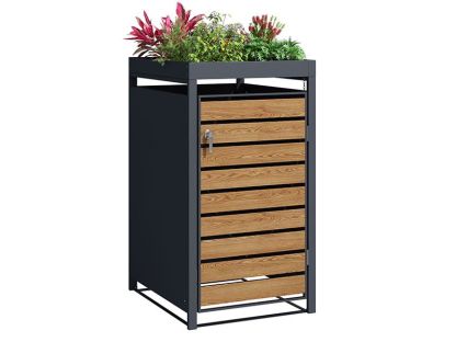 Galvanized Steel Wheelie Bin Cover With Planters | Single