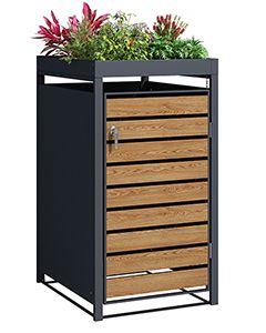 Galvanized Steel Wheelie Bin Cover With Planters | Single