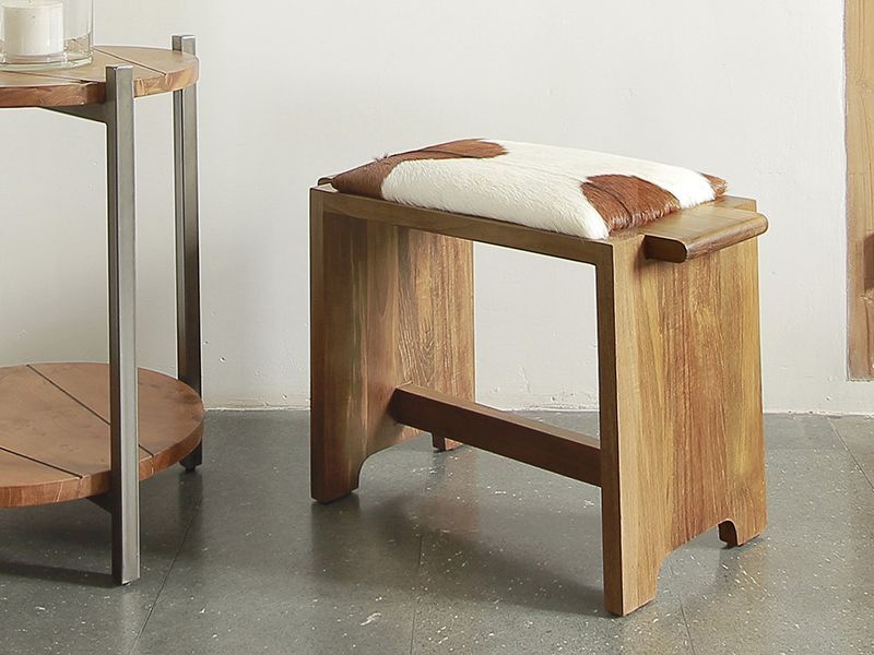 Wholesale Sage Stool With Goat Leather 