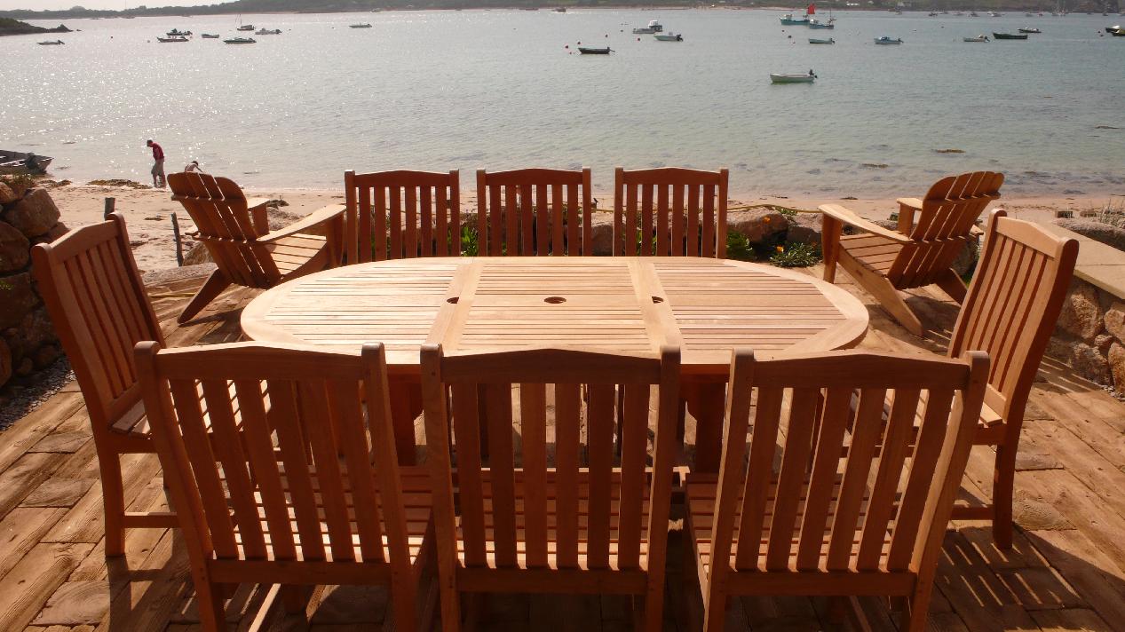 A view to die for with this Teak Furniture Set from The Garden Furniture Centre at Tresco Abbey Gardens.