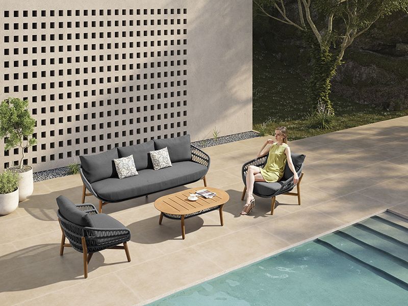 Wholesale Vasca Rope 3 Seater Sofa Set| Dark Grey