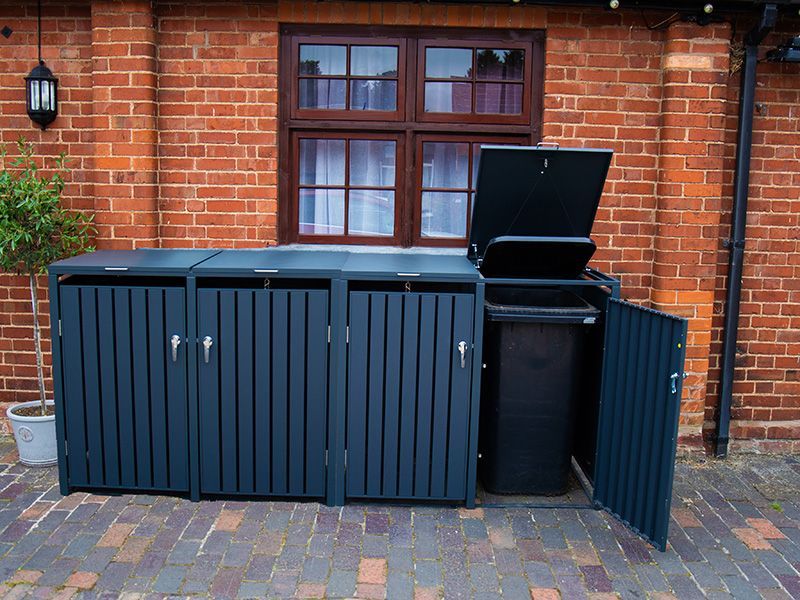 Wholesale Anthracite Galvanized Steel Wheelie Bin Cover | Quad Set