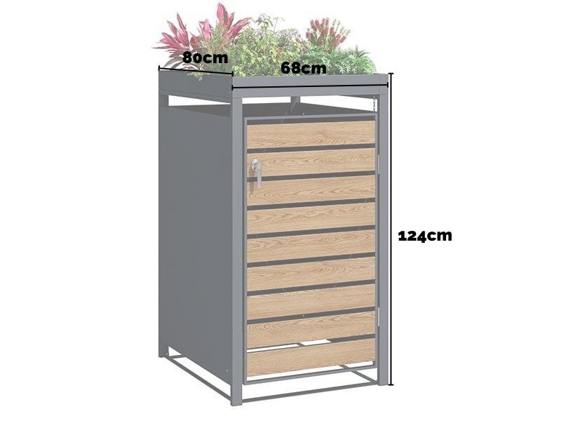 Galvanized Steel Wheelie Bin Cover With Planters | Single