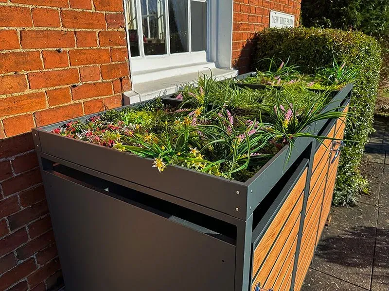 Wholesale Galvanized Steel Wheelie Bin Cover With Planters | Triple | Pre-Order