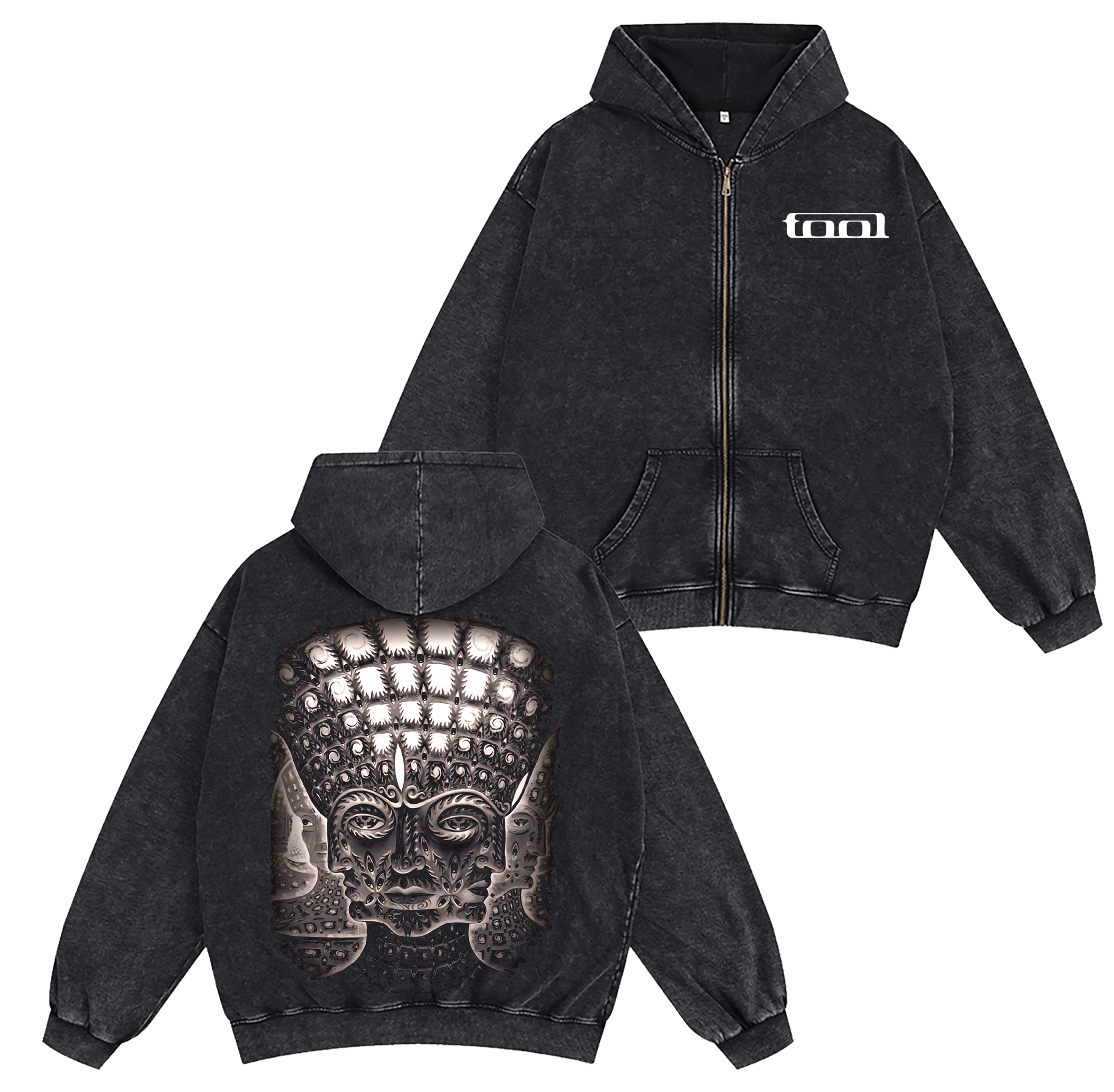 Tool, 10000days Unisex Washed Zip Up Hoodie