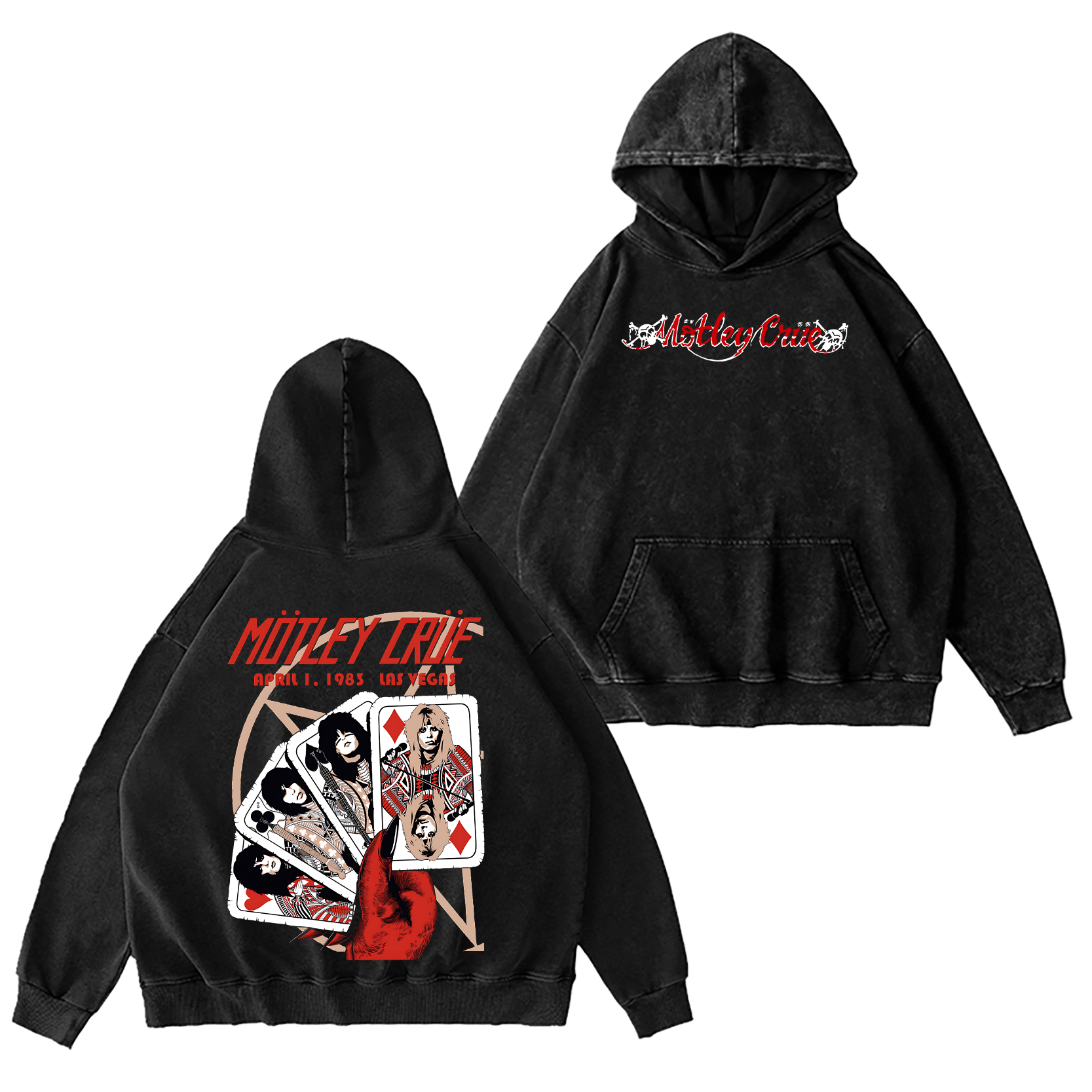 Motley Crue Vintage Cotton  Washed Unisex Hoodie