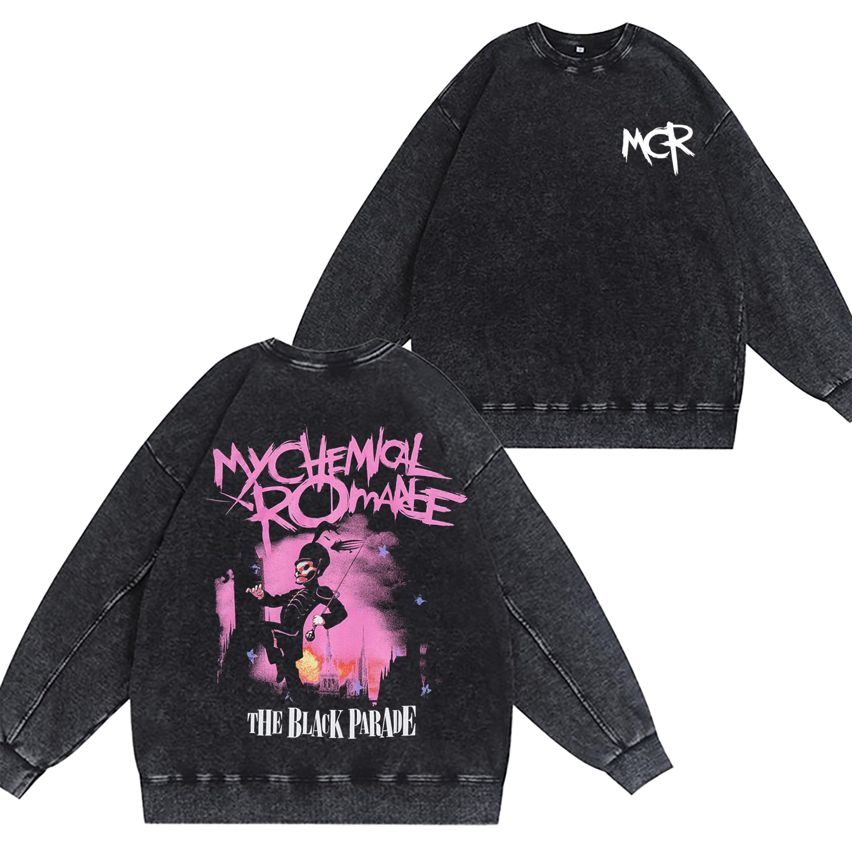 My Chemical Romance , MCR Parade March Rock Band Unisex Washed Crewneck Sweatshirt