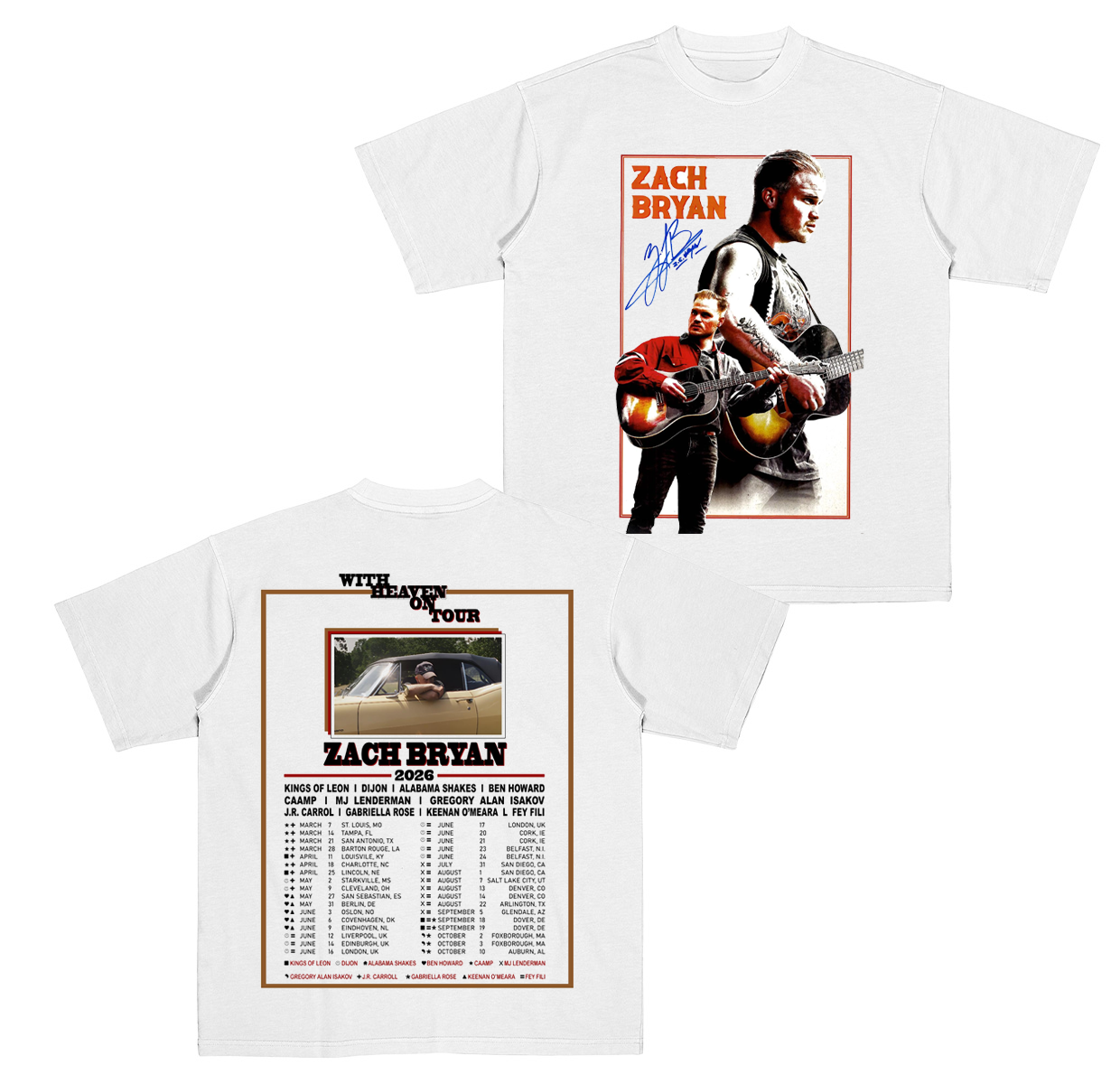 Zach Bryan With Heaven On Tour 2026 Cotton Unisex T-shirt