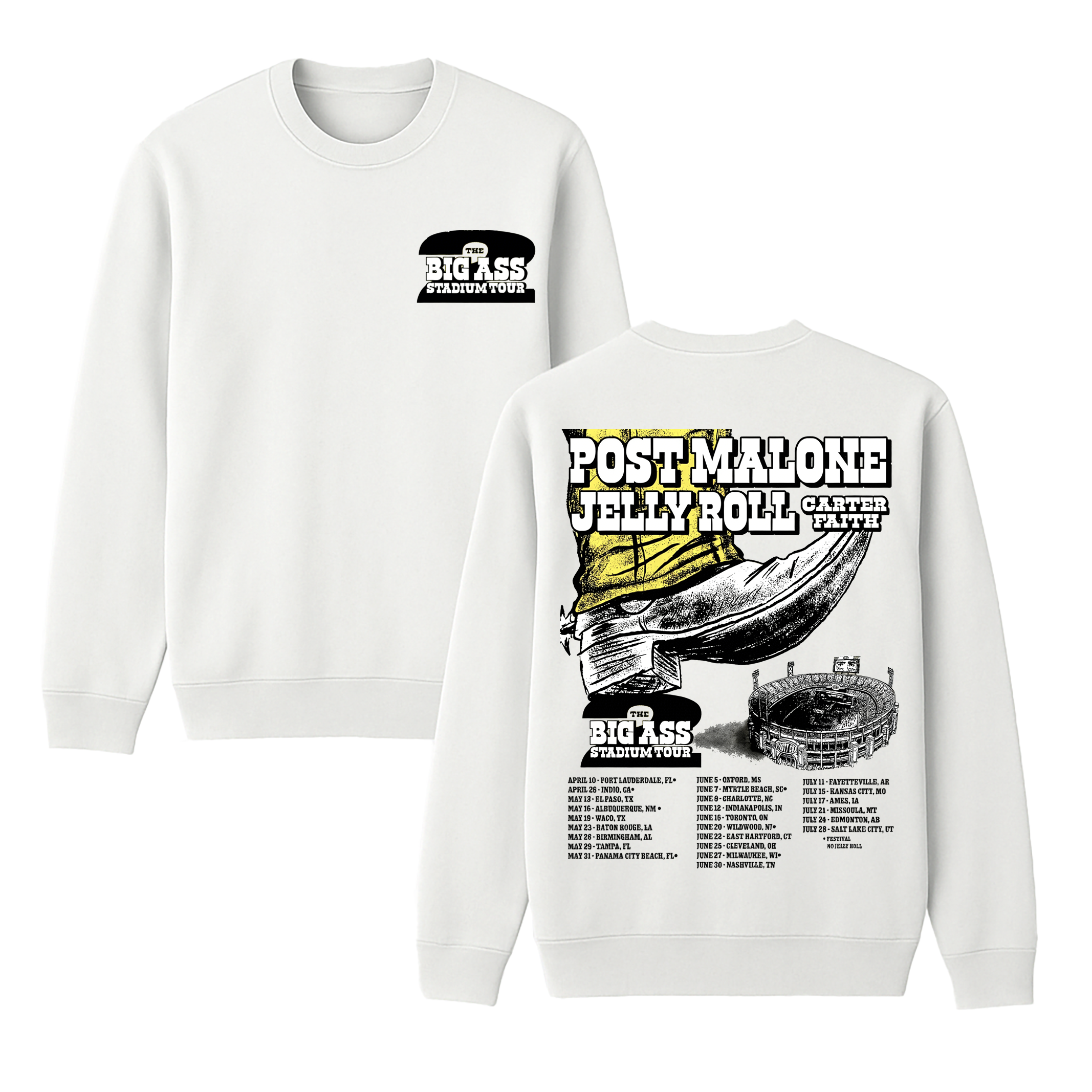 Post Malone The Big Ass Stadium Tour 2026  Cotton Unisex Crewneck Sweatshirt