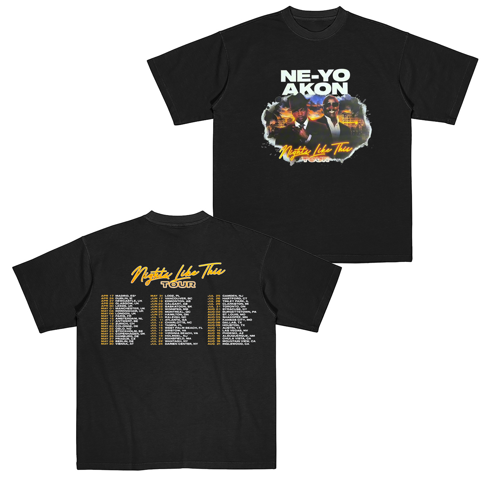 Ne-Yo Akon Nights Like This Tour Cotton Unisex T-shirt