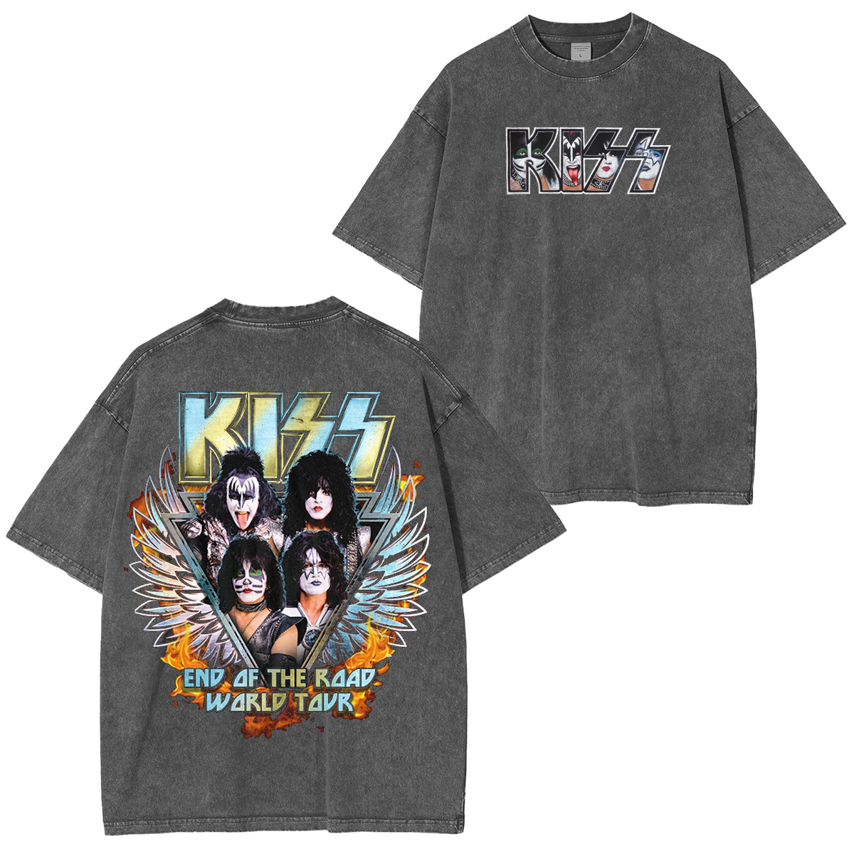 KISS End Of The Road Wings Washed Unisex T-Shirt