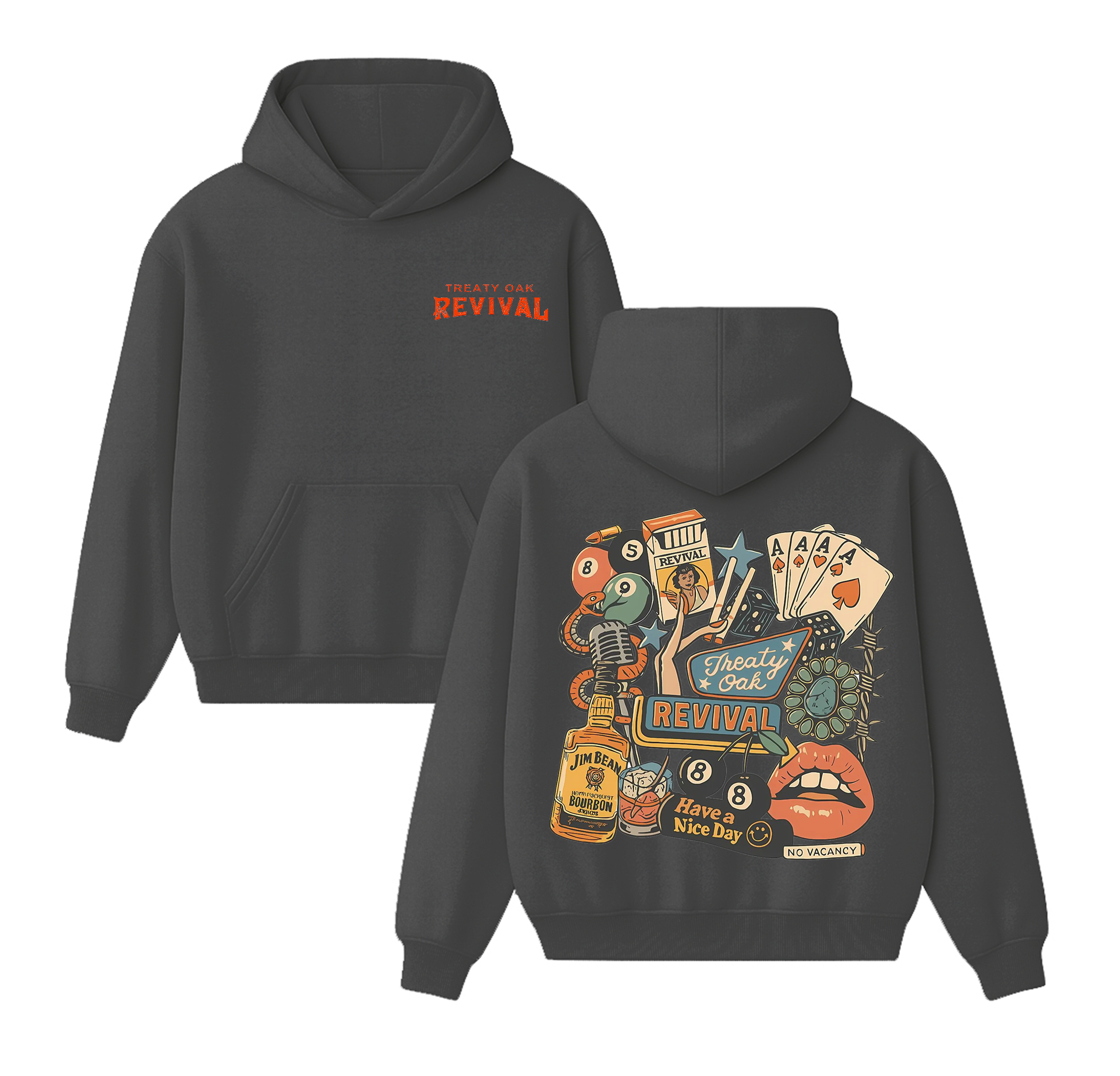 Treaty oak Revival,Retro Bar Cowboy Graphic Cotton Unisex Hoodie