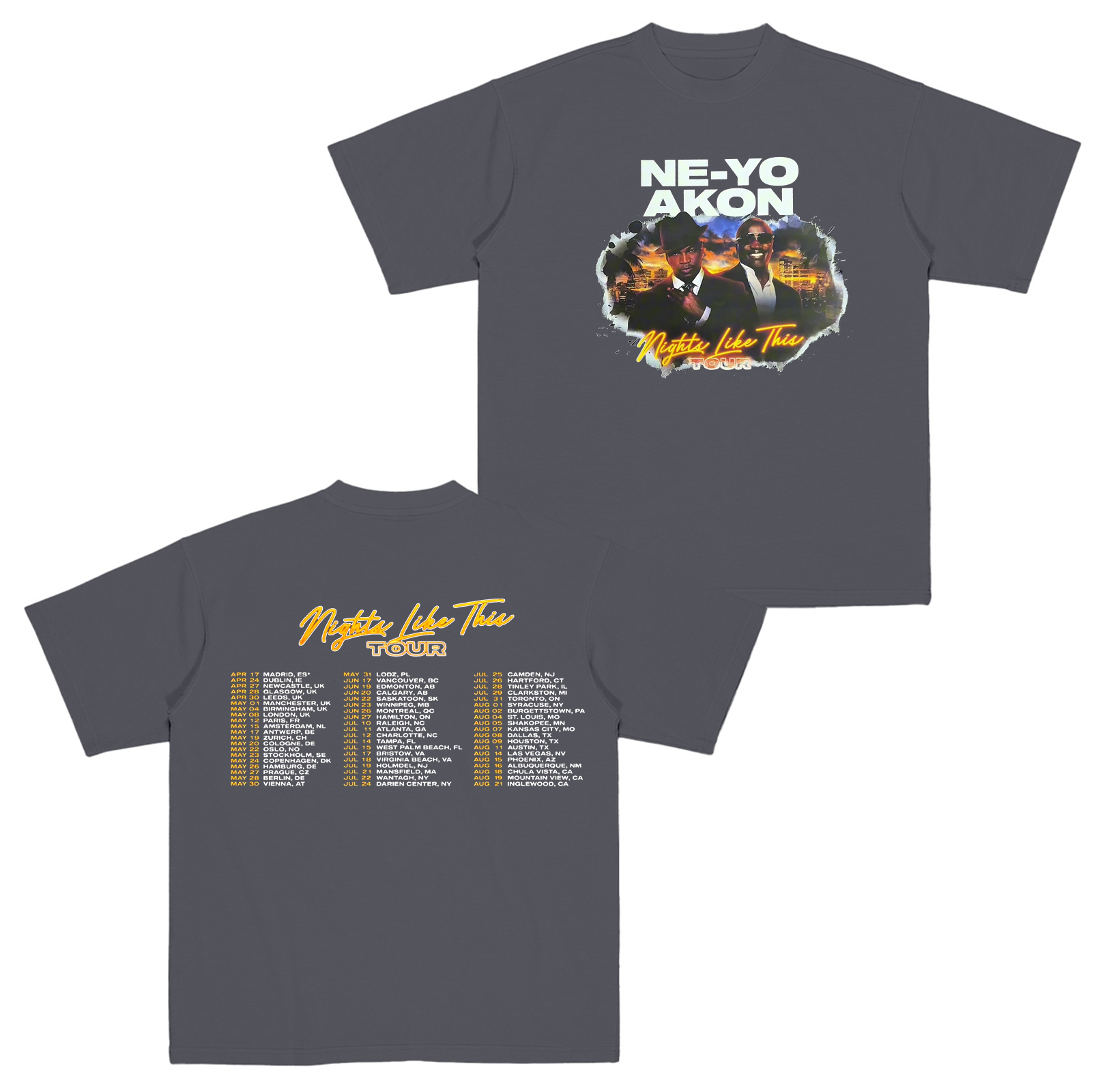 Ne-Yo Akon Nights Like This Tour Cotton Unisex T-shirt