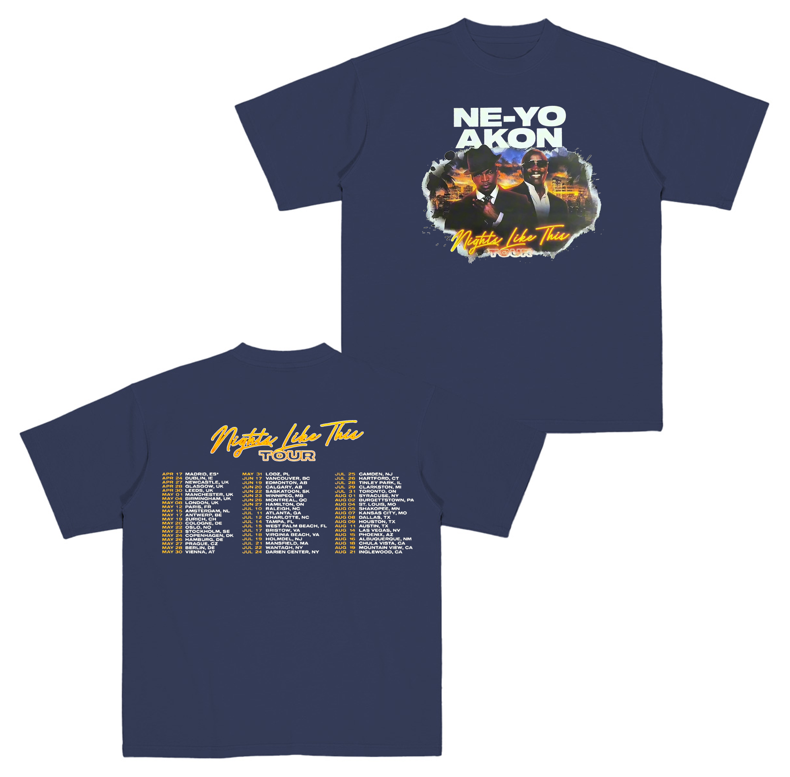 Ne-Yo Akon Nights Like This Tour Cotton Unisex T-shirt