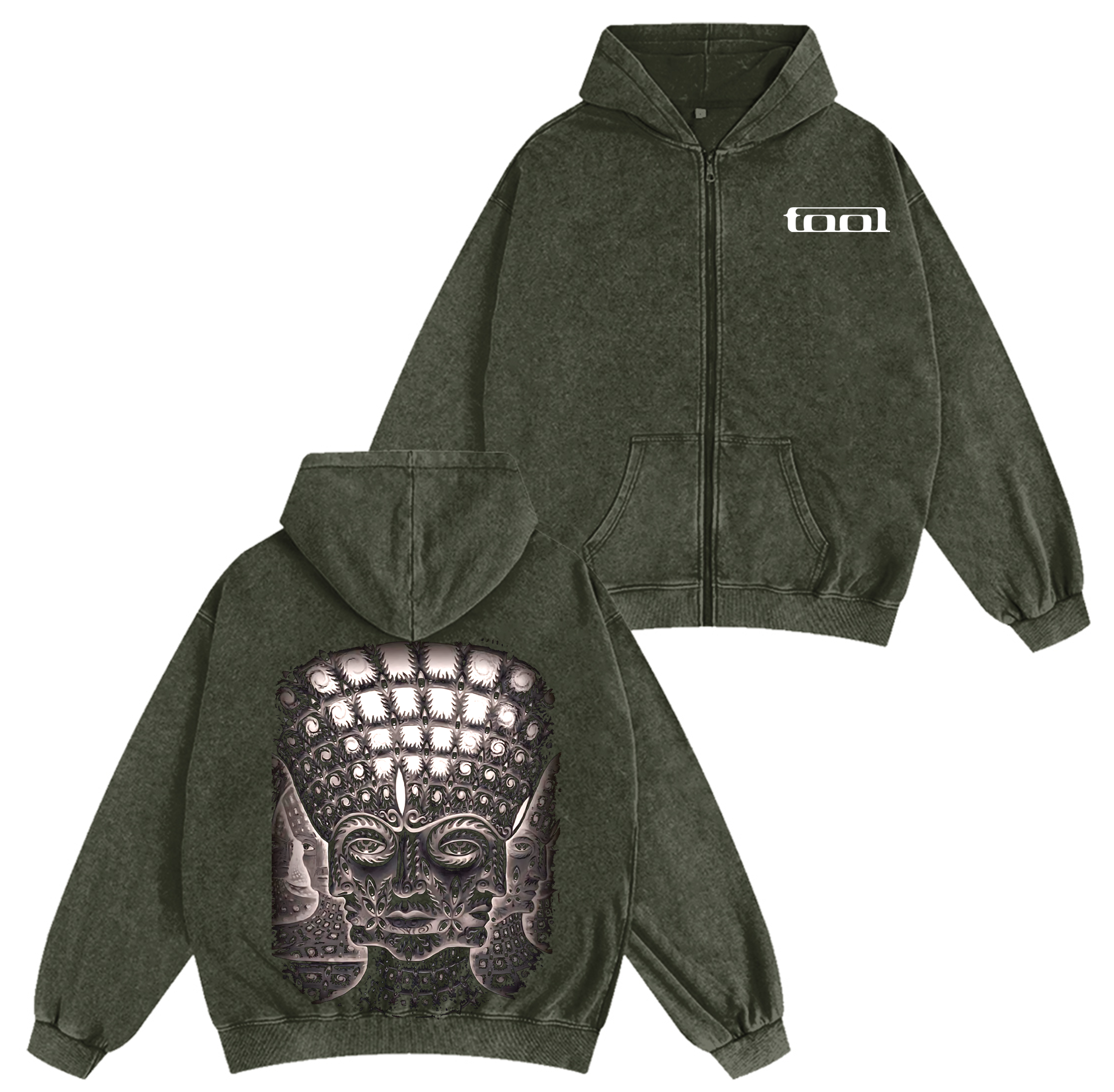 Tool, 10000days Unisex Washed Zip Up Hoodie