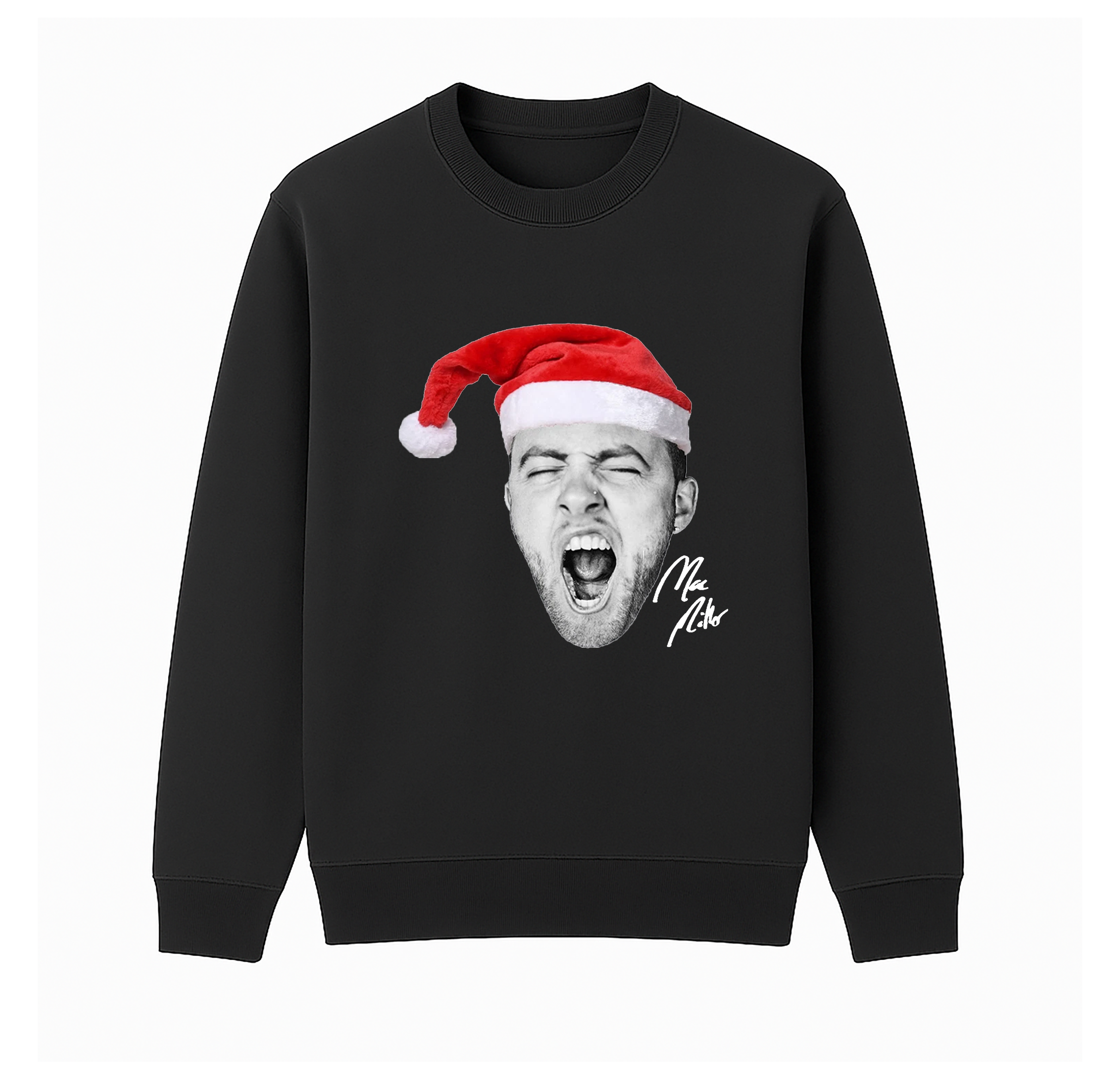 NEW Santa Christmas Mac Miller Big Face Signature Unisex Cotton Creneck Sweatshirt