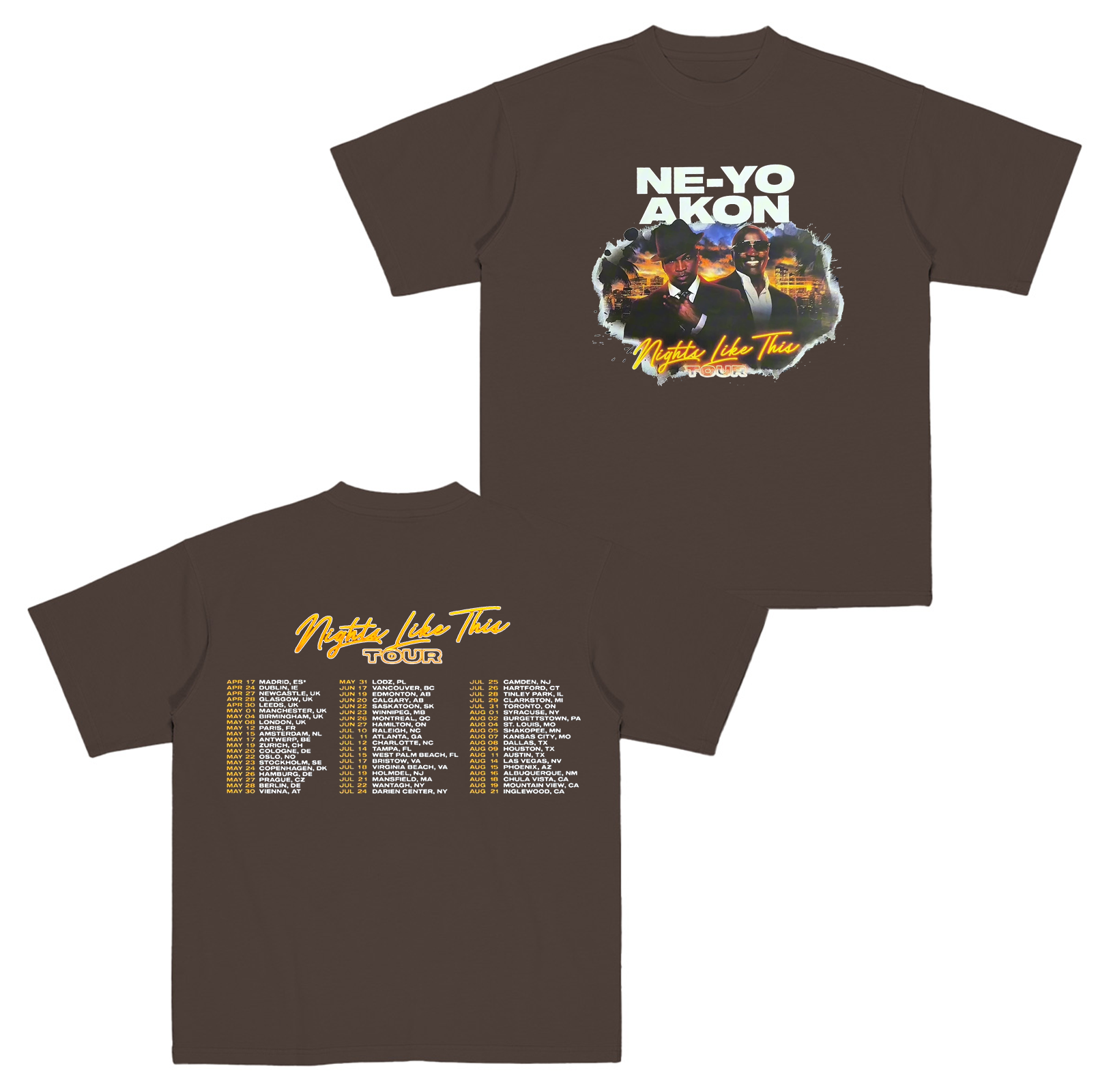 Ne-Yo Akon Nights Like This Tour Cotton Unisex T-shirt