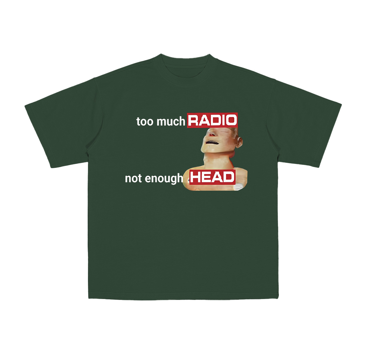 Funny Radiohead meme graphic too much radio not enough head Cotton Unisex T-shirt