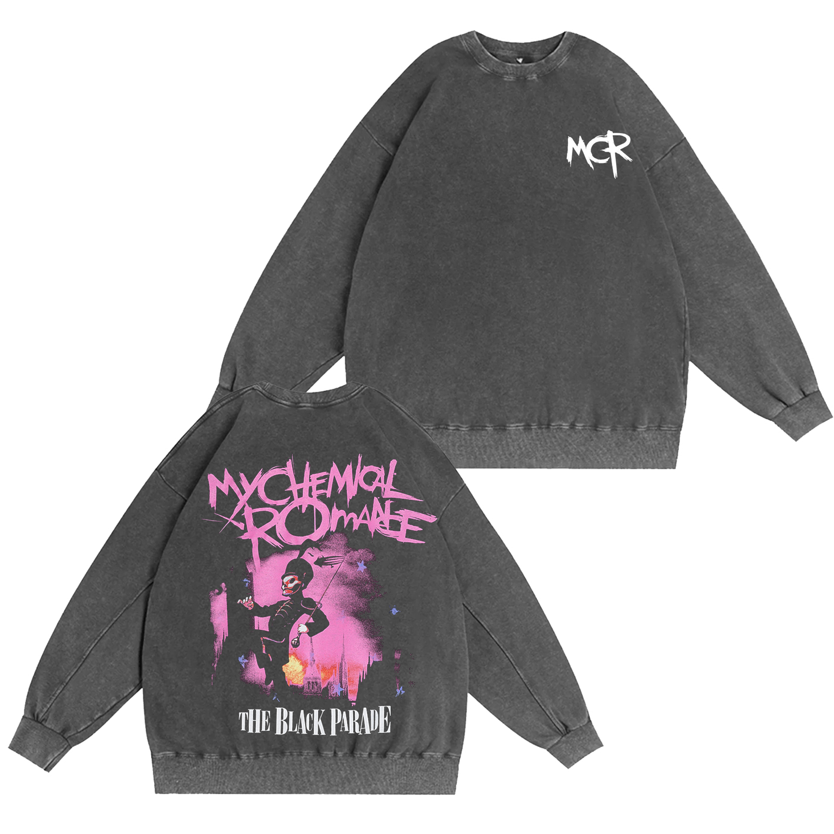 My Chemical Romance , MCR Parade March Rock Band Unisex Washed Crewneck Sweatshirt