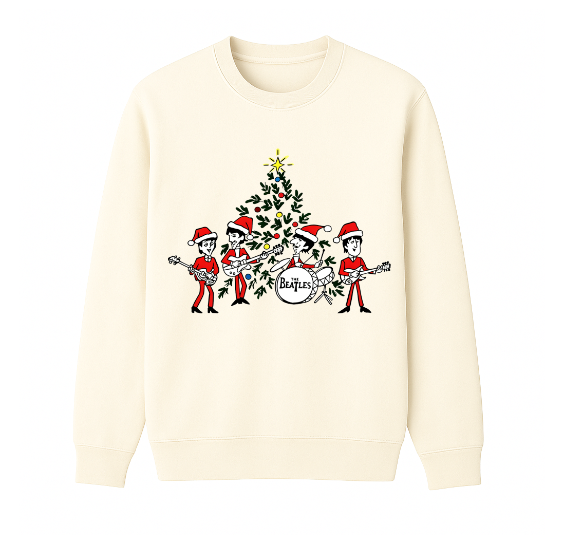 The Beatles Christmas Unisex Cotton Creneck Sweatshirt