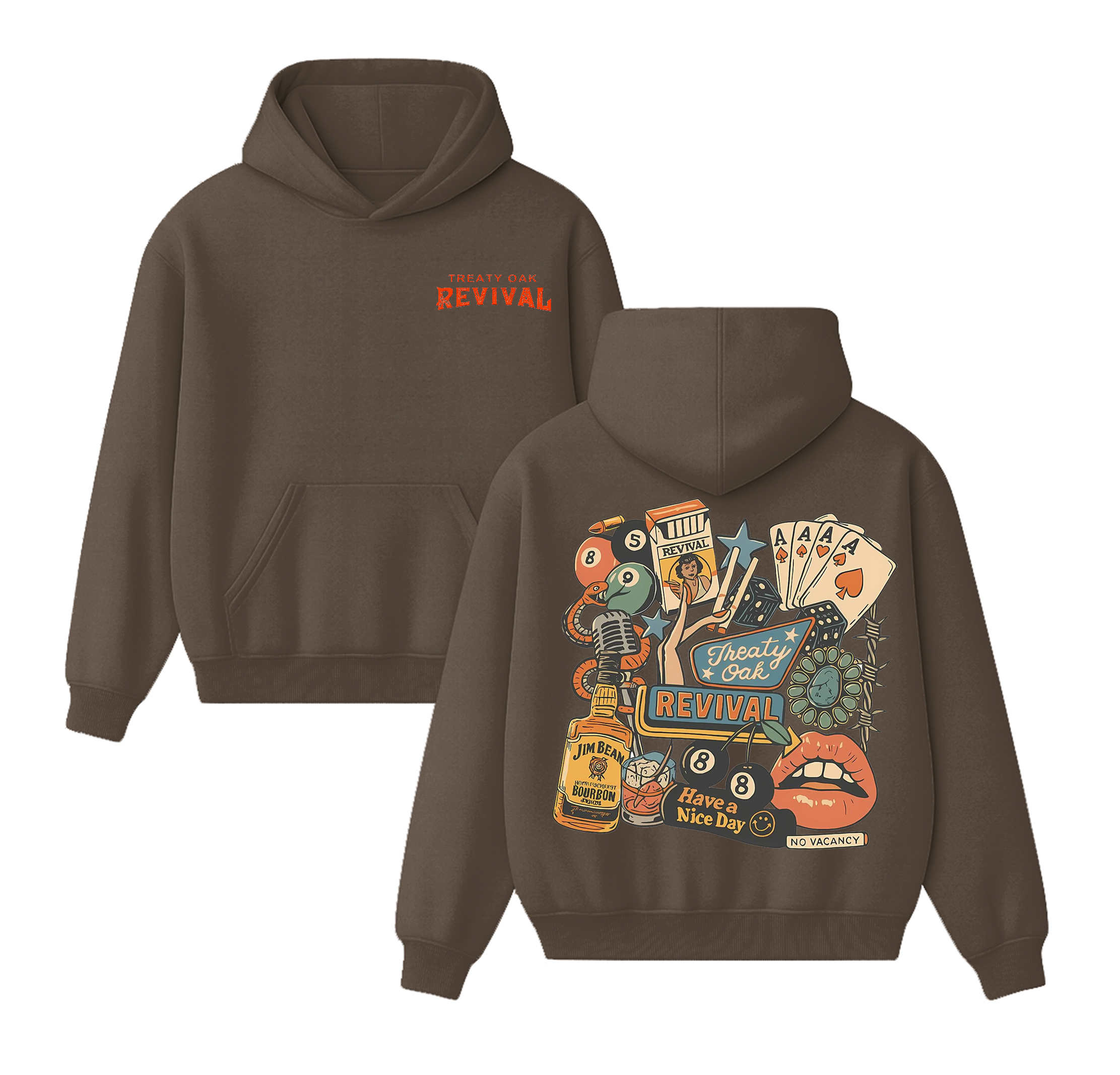 Treaty oak Revival,Retro Bar Cowboy Graphic Cotton Unisex Hoodie
