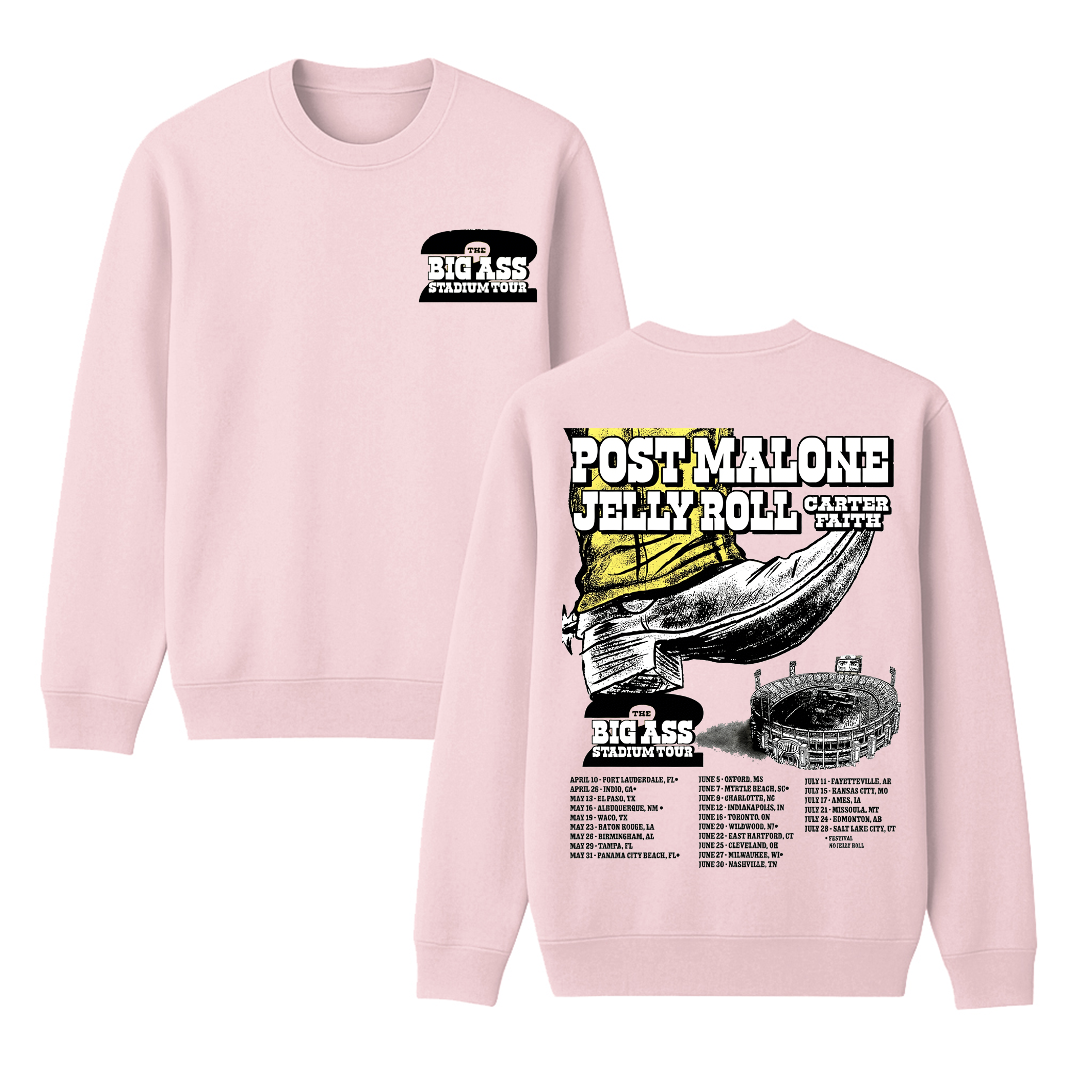 Post Malone The Big Ass Stadium Tour 2026  Cotton Unisex Crewneck Sweatshirt