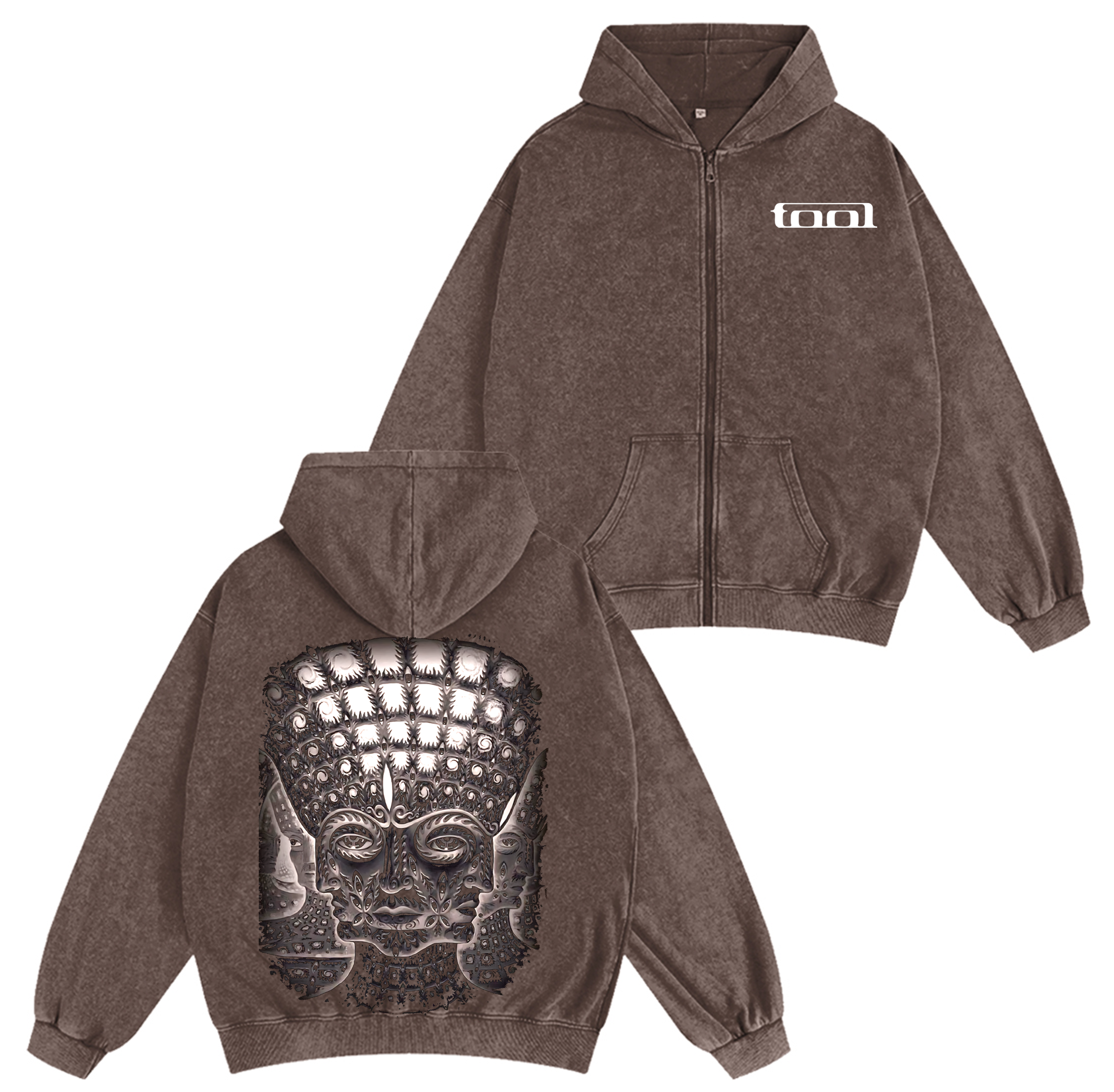 Tool, 10000days Unisex Washed Zip Up Hoodie