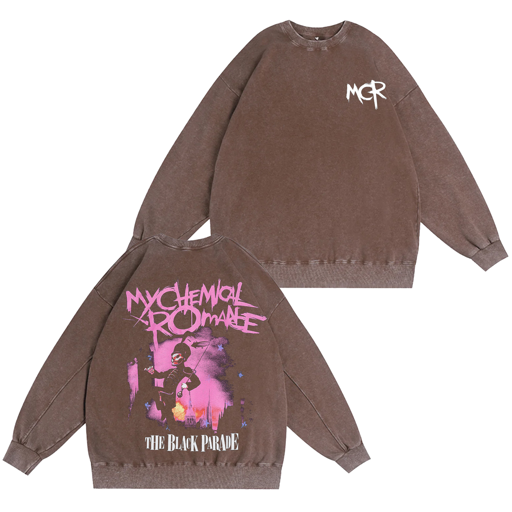 My Chemical Romance , MCR Parade March Rock Band Unisex Washed Crewneck Sweatshirt