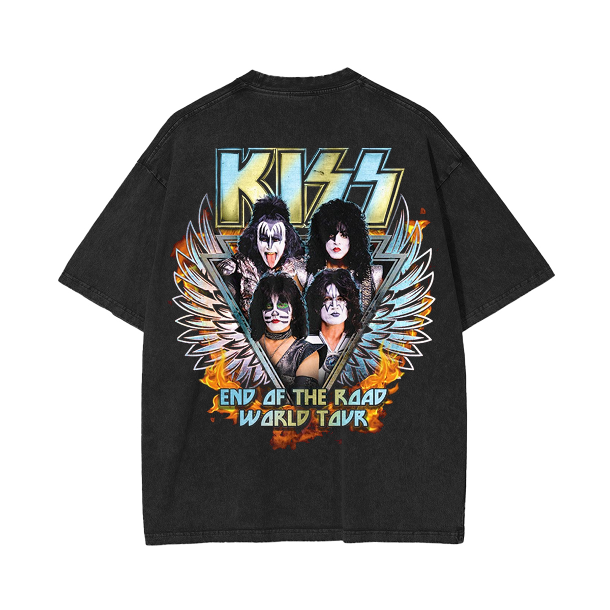 KISS End Of The Road Wings Washed Unisex T-Shirt