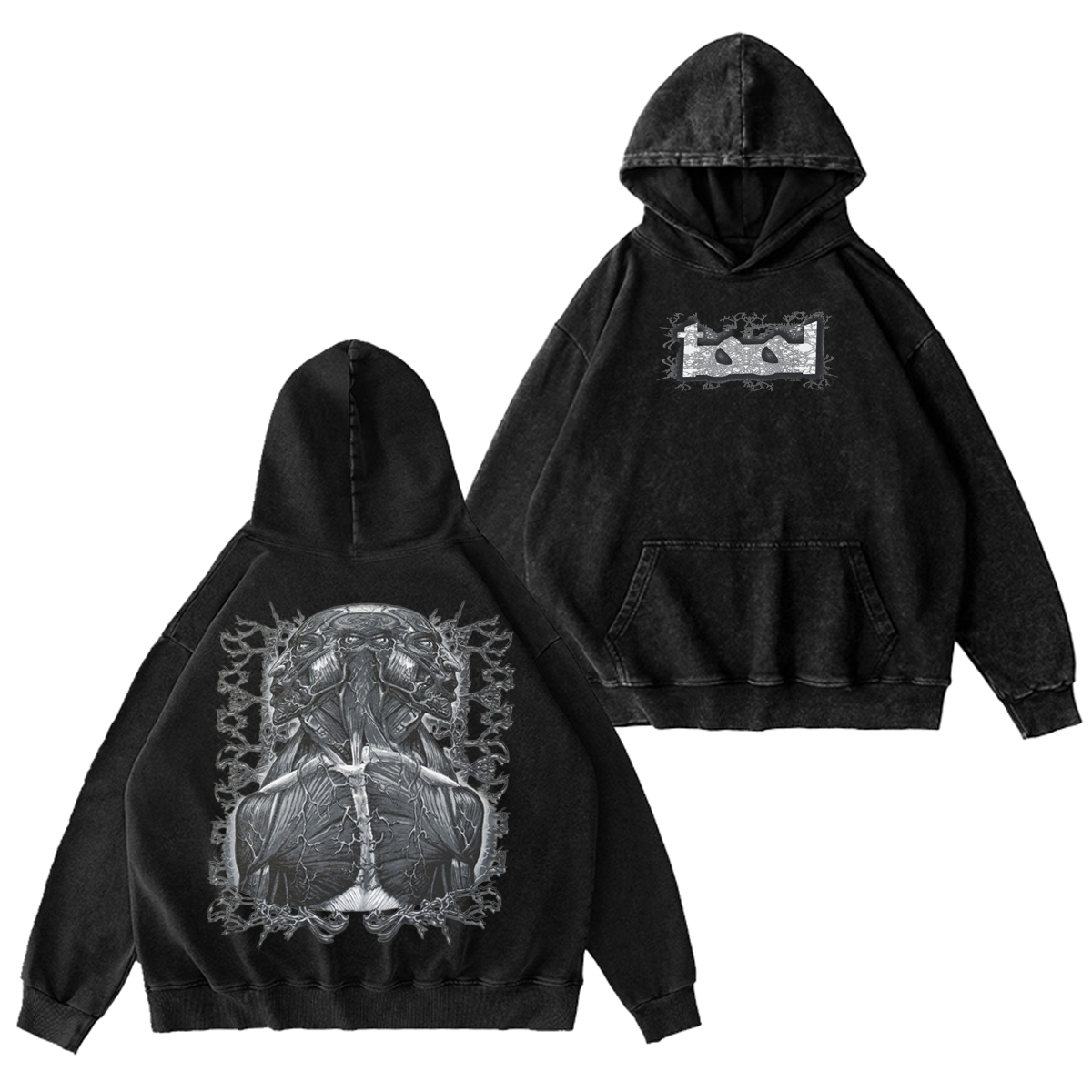 TOOL Grey Tool Man Washed Unisex Hoodie