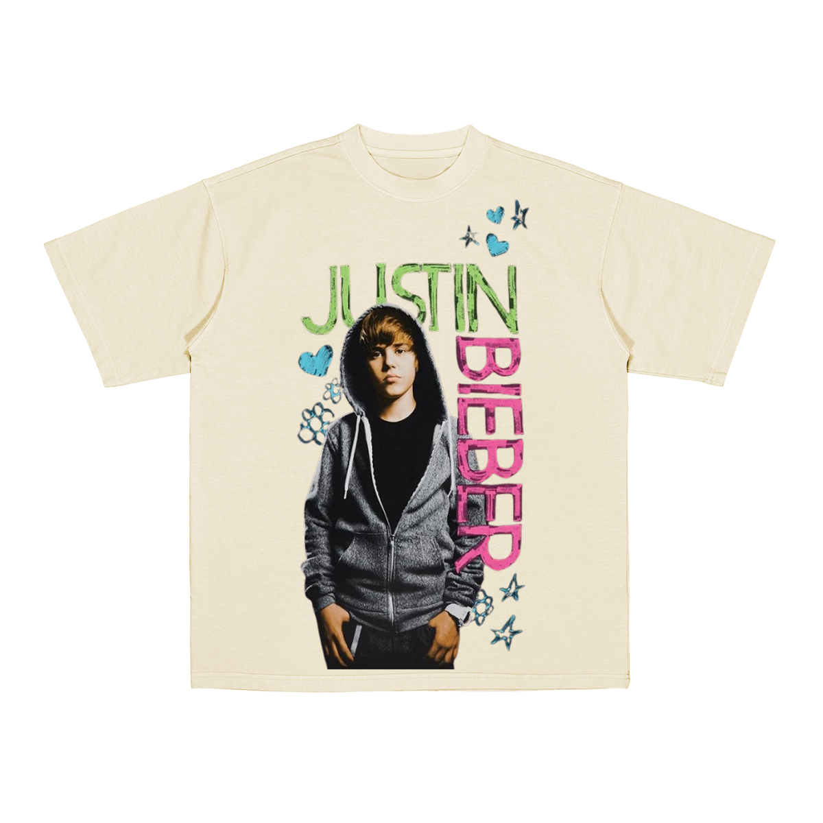 Justin Bieber Hearts & Stars Portrait Cotton Unisex T-shirt