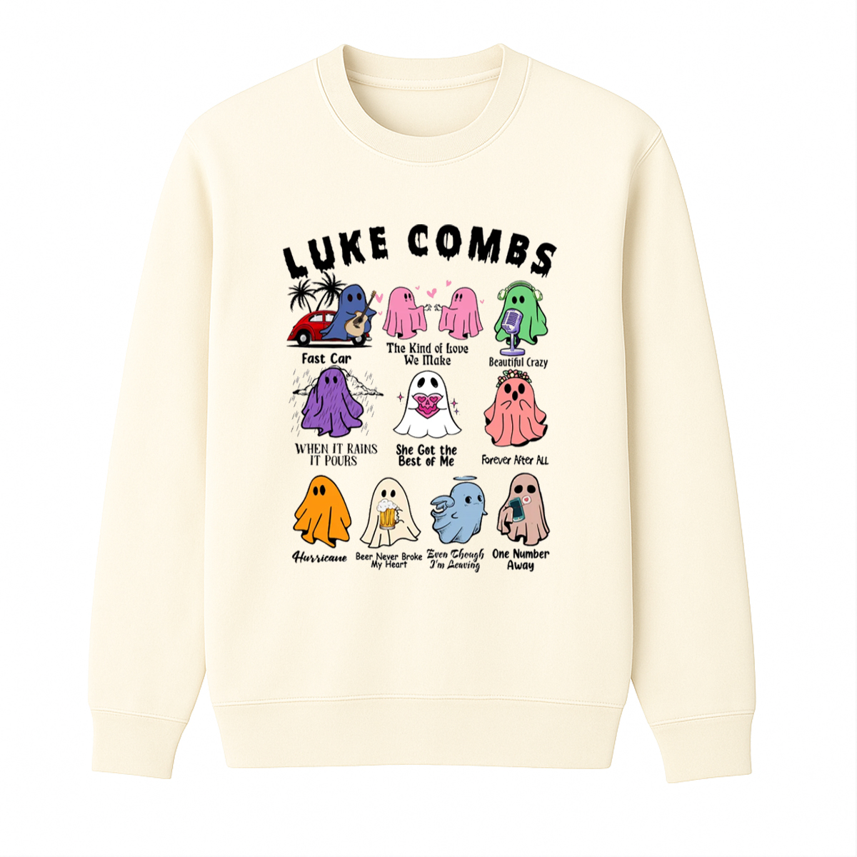 Luke Combs Ghost Halloween Unisex Cotton Creneck Sweatshirt