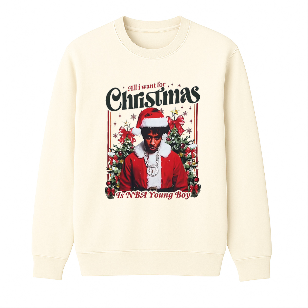 Christmas Is NBA Youngboy Unisex Cotton Creneck Sweatshirt