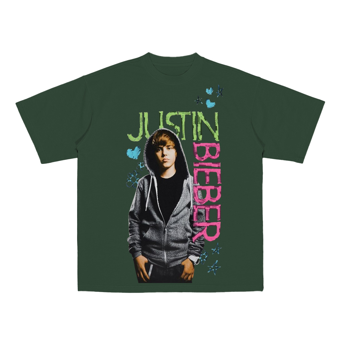 Justin Bieber Hearts & Stars Portrait Cotton Unisex T-shirt