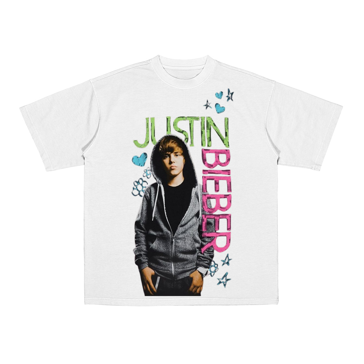 Justin Bieber Hearts & Stars Portrait Cotton Unisex T-shirt