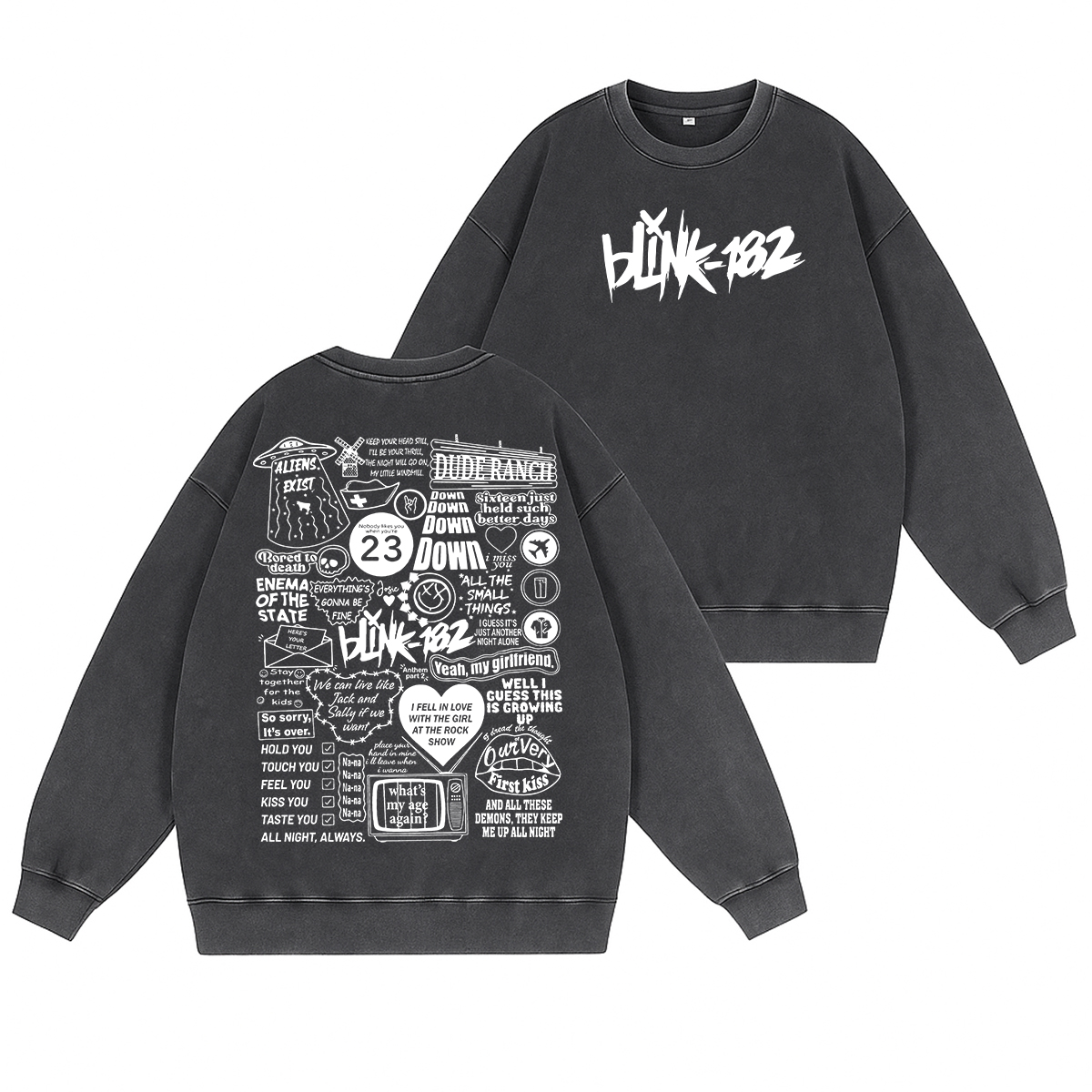 Blink-182 Unisex Washed Crewneck Sweatshirt