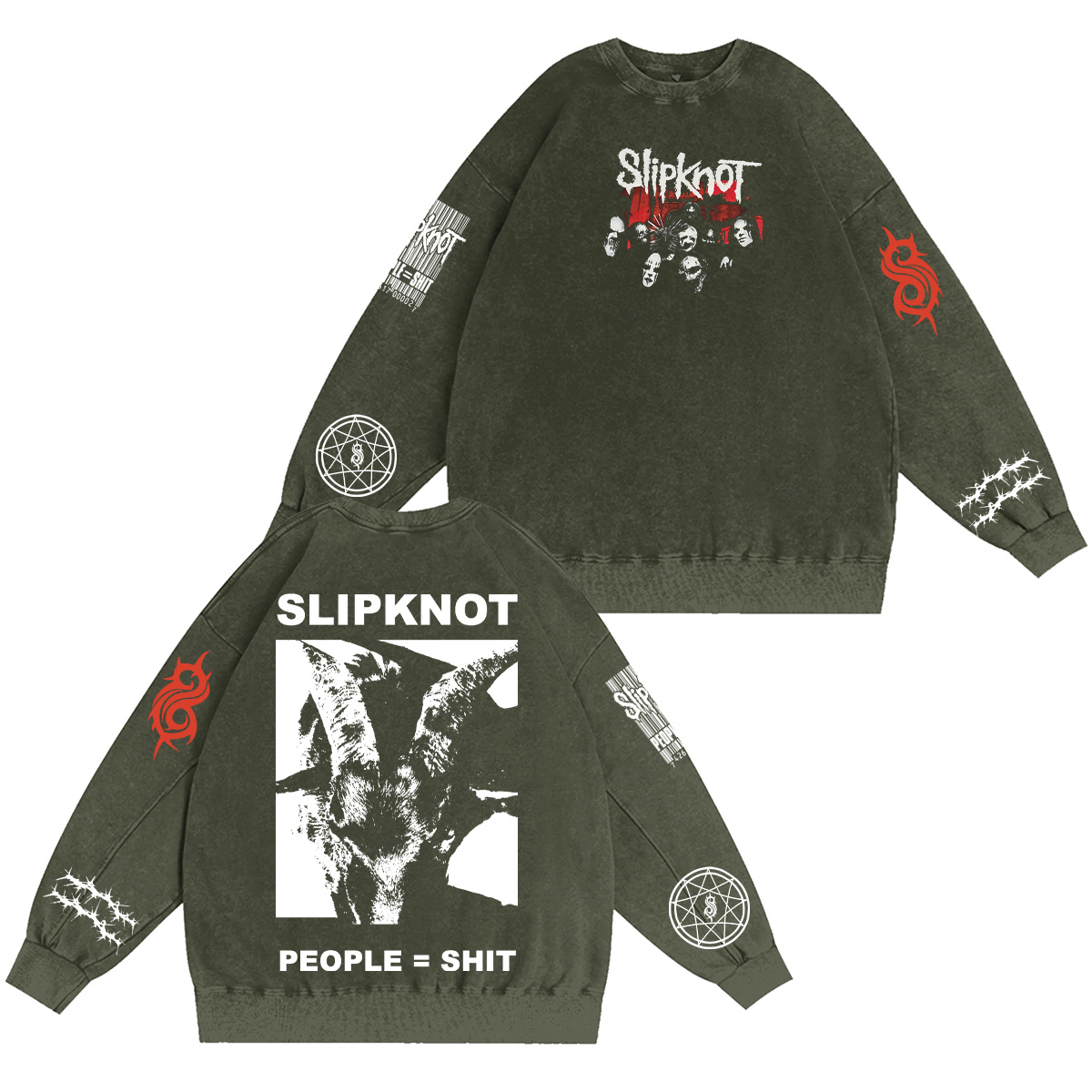 Slipknot Unisex Washed Crewneck Sweatshirt