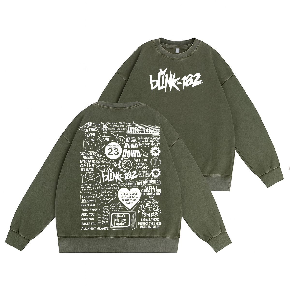 Blink-182 Unisex Washed Crewneck Sweatshirt